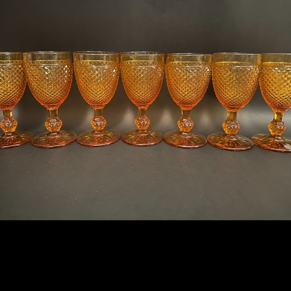 AMBER DIAMOND POINT GOBLET GLASS BY IVIMA SET OF 7 - Picture 5 of 7